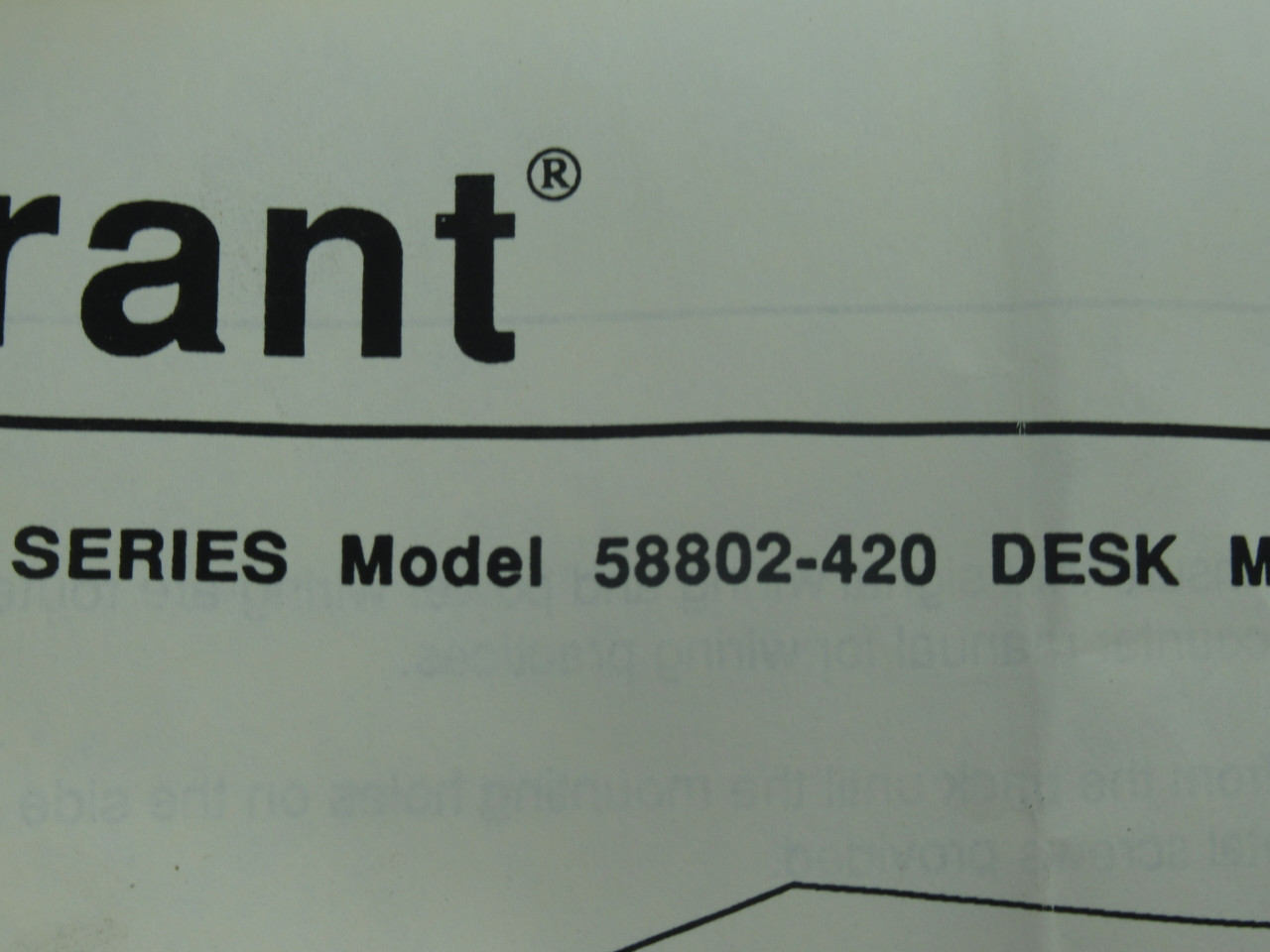 Durant 58802-420 President Series 4.3"H 8.49"L 6.68"W Desk Mounting Kit ! NOP !