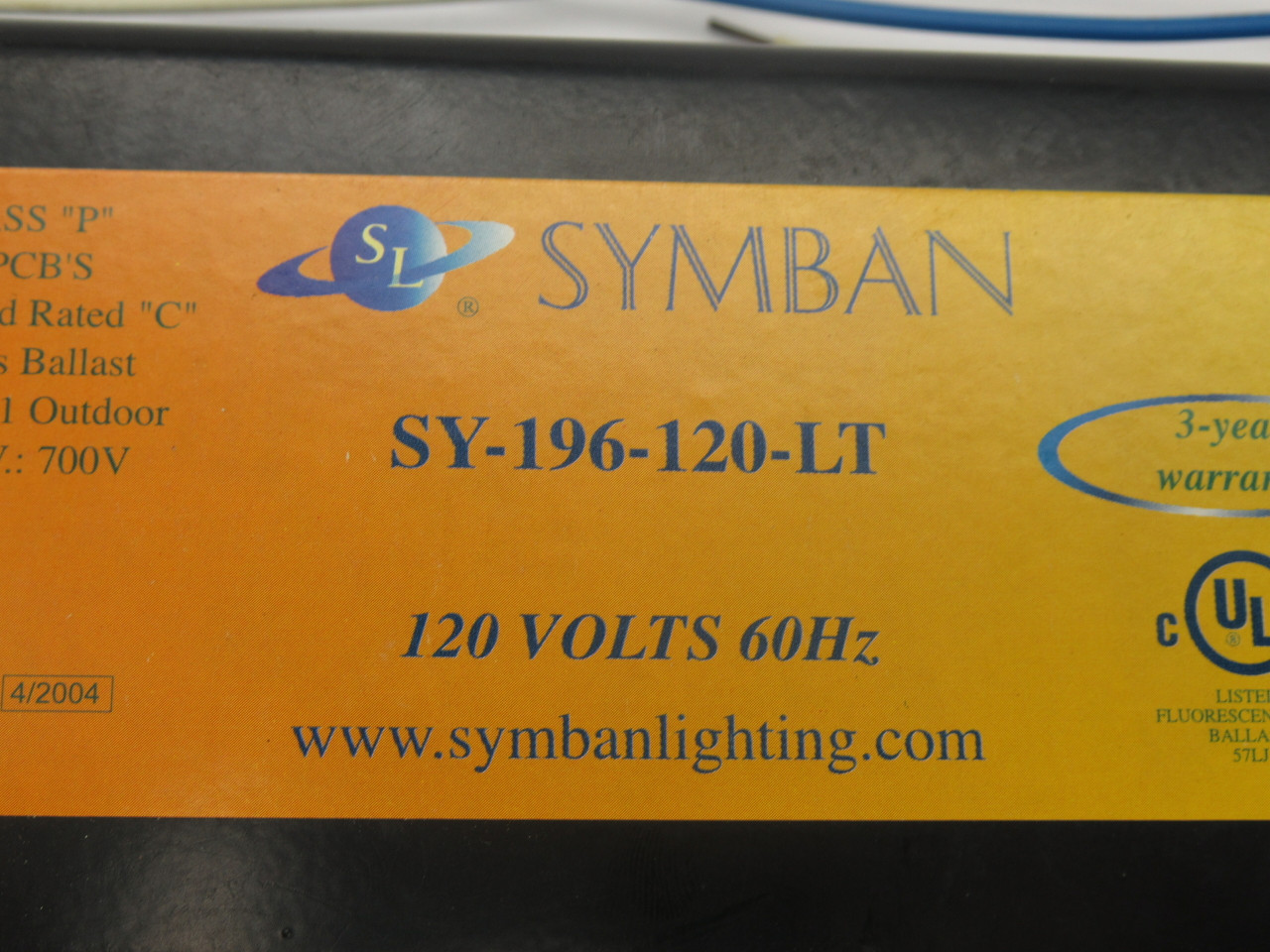 Symban SY-196-120-LT Instant Start Ballast 120V 60Hz BENT ! NOP !