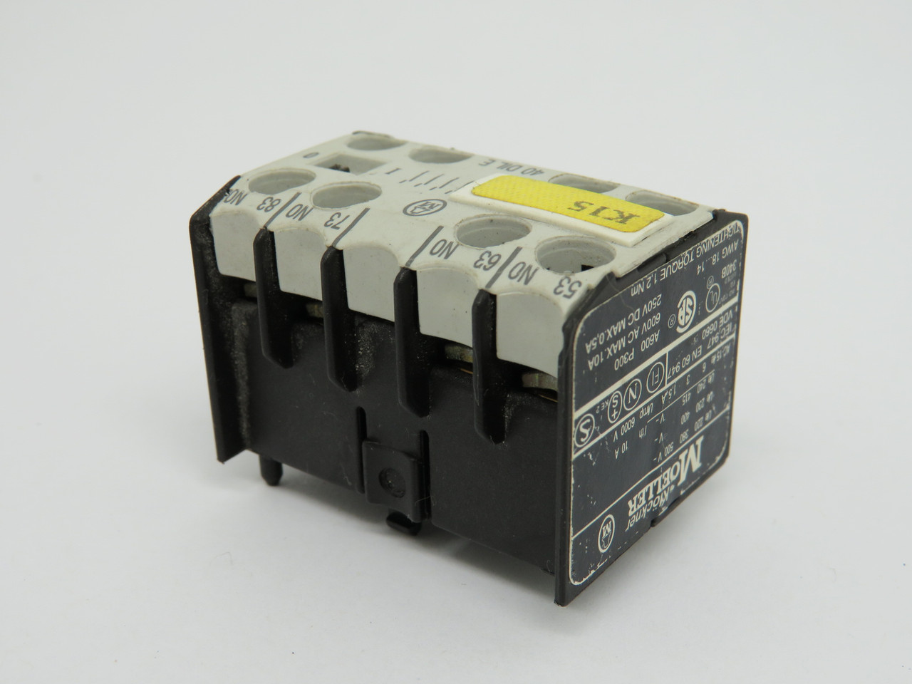 Klockner-Moeller 40-DIL-E Auxiliary Contact Block 4NO 600VAC 250VDC USED