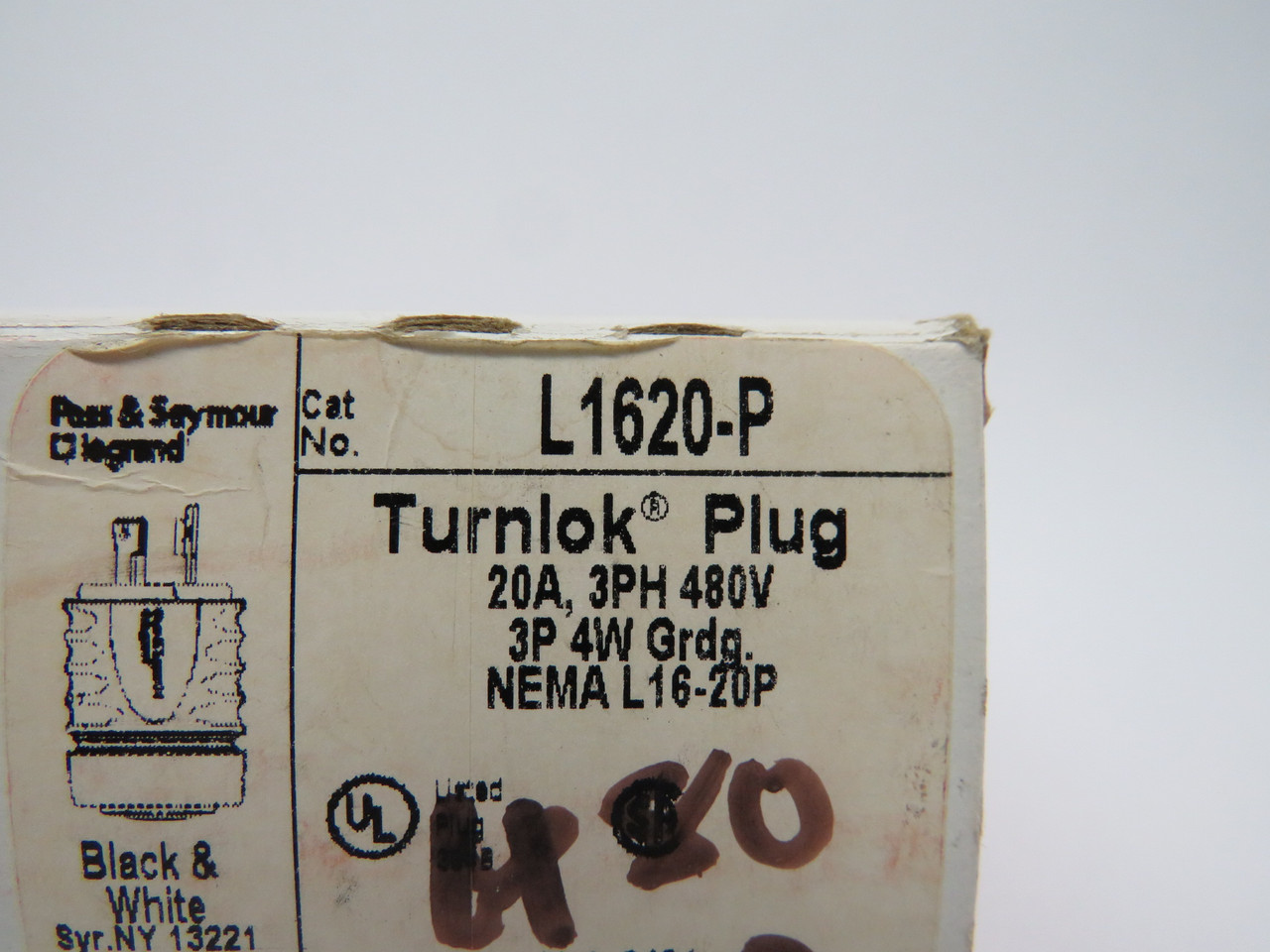 Pass & Seymour Legrand L1620-P Turnlok Plug 20A 480V 4W 3P ! NEW !