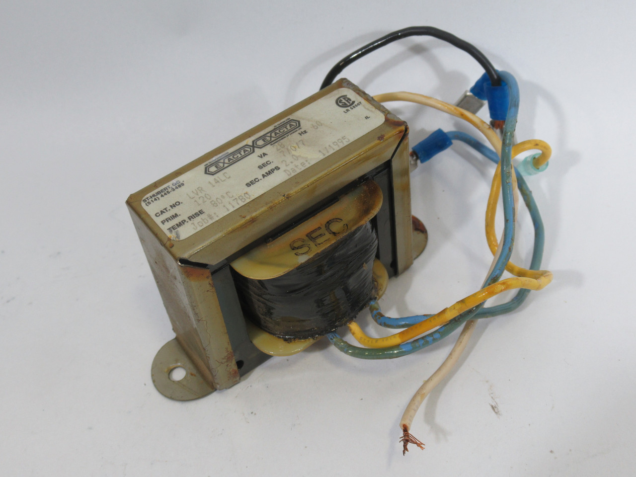 Exacta LVR-14LC Transformer 28VA Pri.120V Sec.7/0/7V 2A 60Hz USED