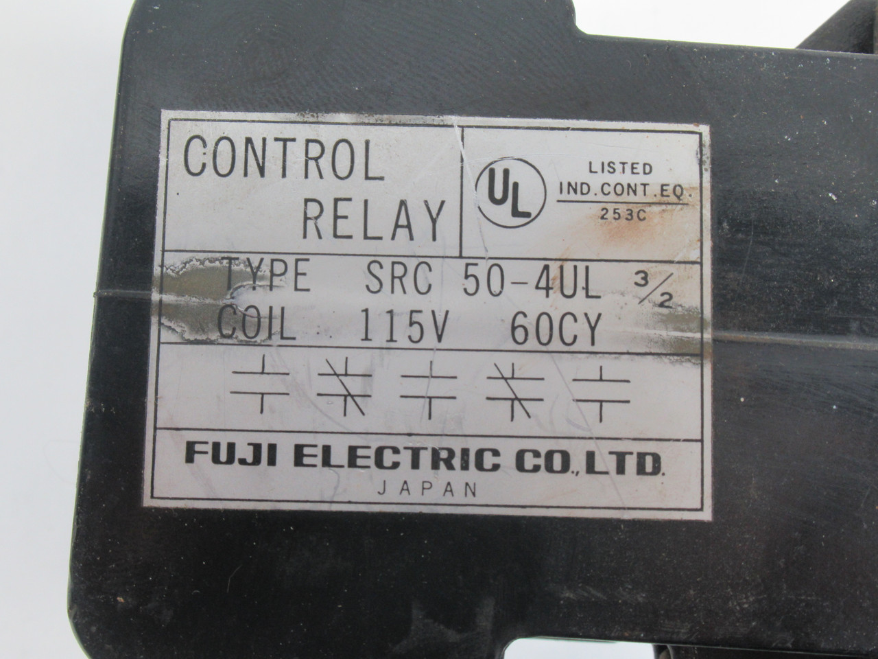 Fuji Electric SRC-50-4UL Auxiliary Relay 600VAC Coil: 115V 60Hz USED