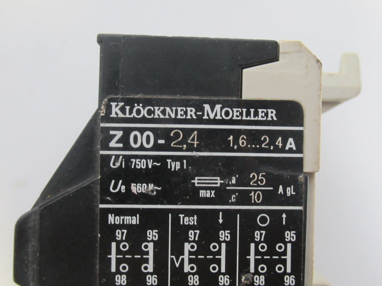 Klockner-Moeller Z00-2.4 Thermal Overload Relay 1.6-2.4A USED