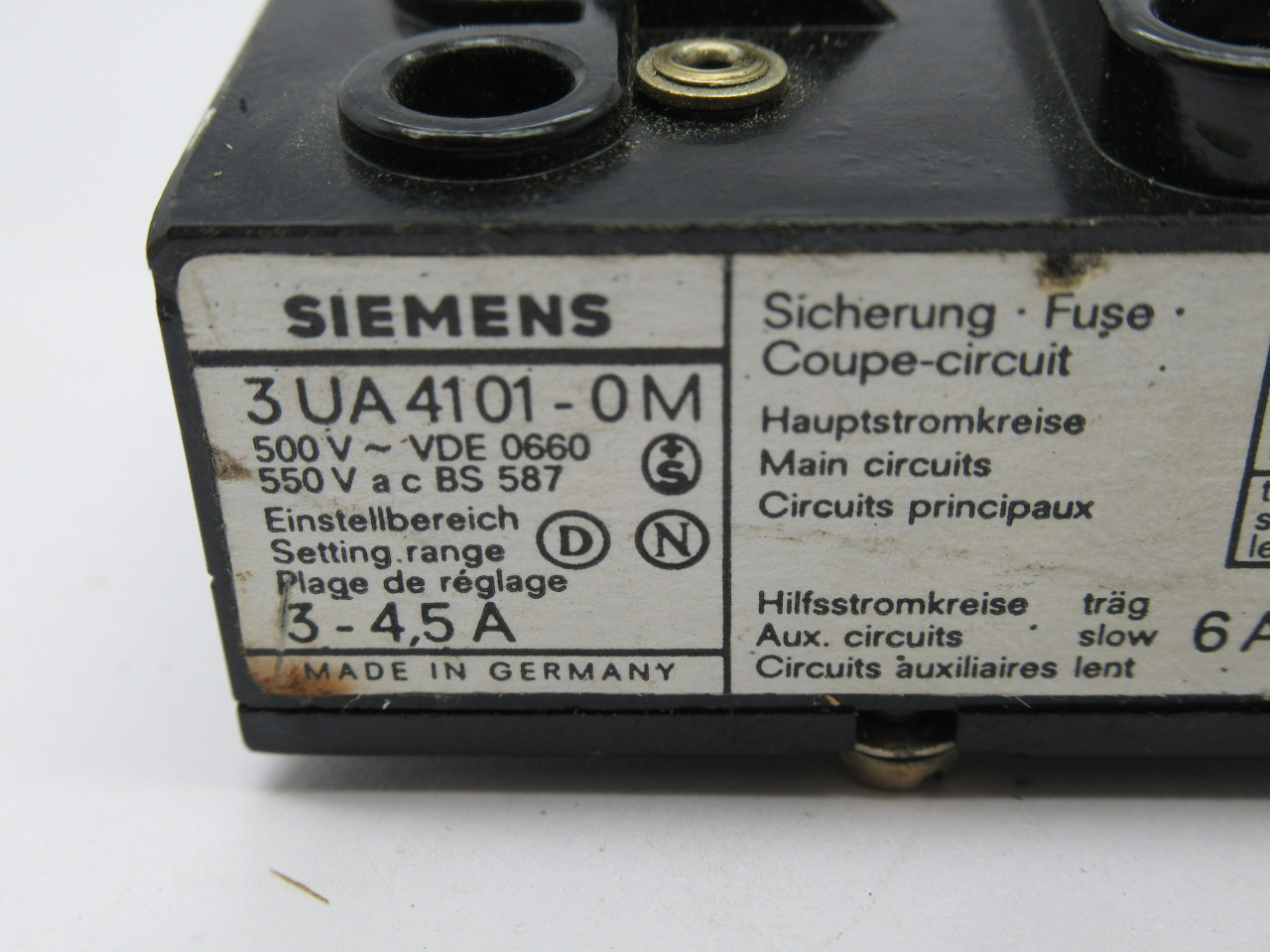 Siemens 3UA4101-0M Overload Relay 3-4.5A USED