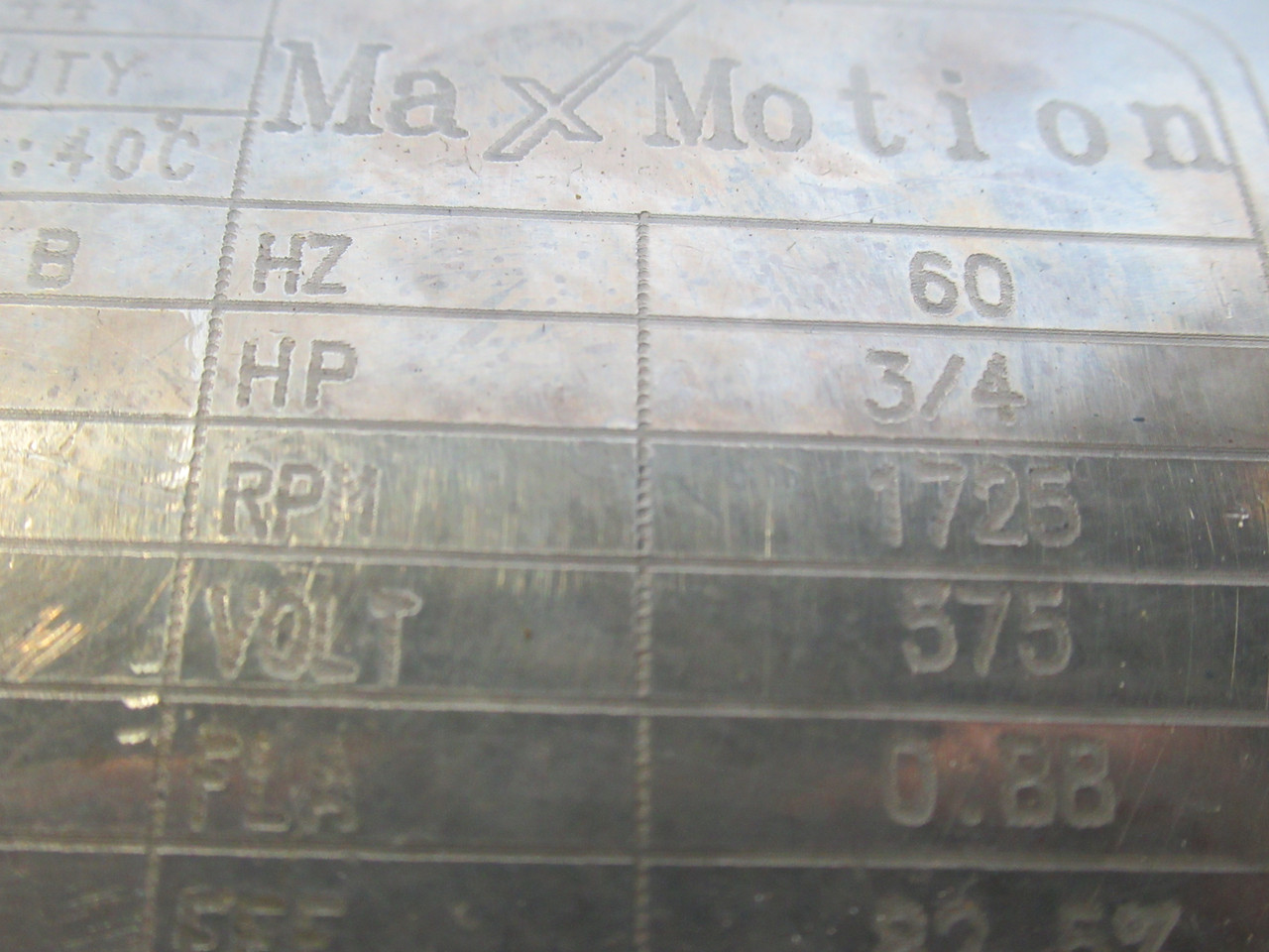 MaxMotion 3/4HP 1725RPM 575V 56C TENV 3ph 0.88A 60Hz USED