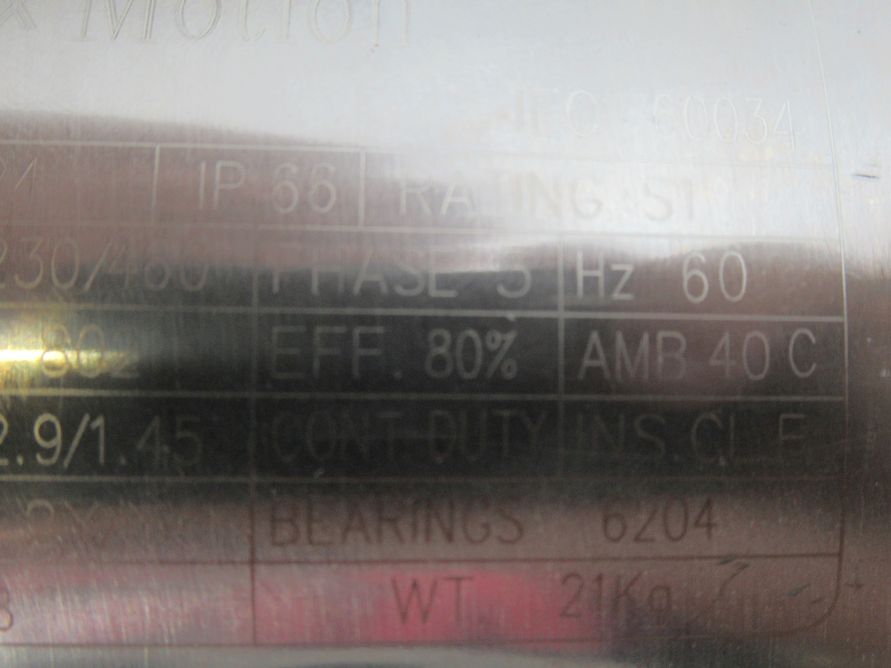 MaxMotion 1HP 1750RPM 230/460V 802 3ph 2.9/1.45A 60Hz USED