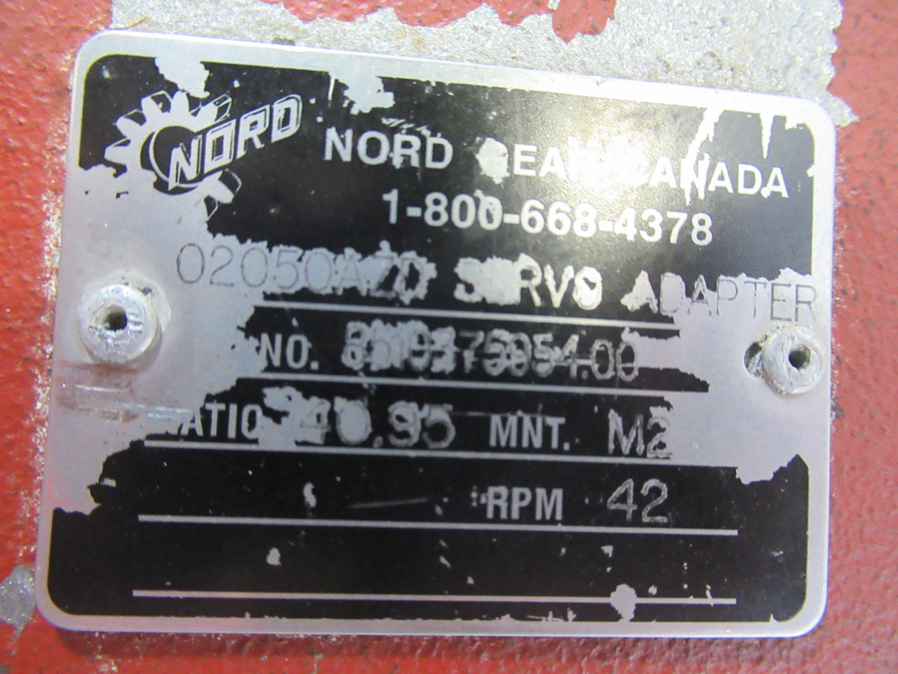 Nord Gear 02050AZD Servo Adapter 40.95:1 Ratio USED