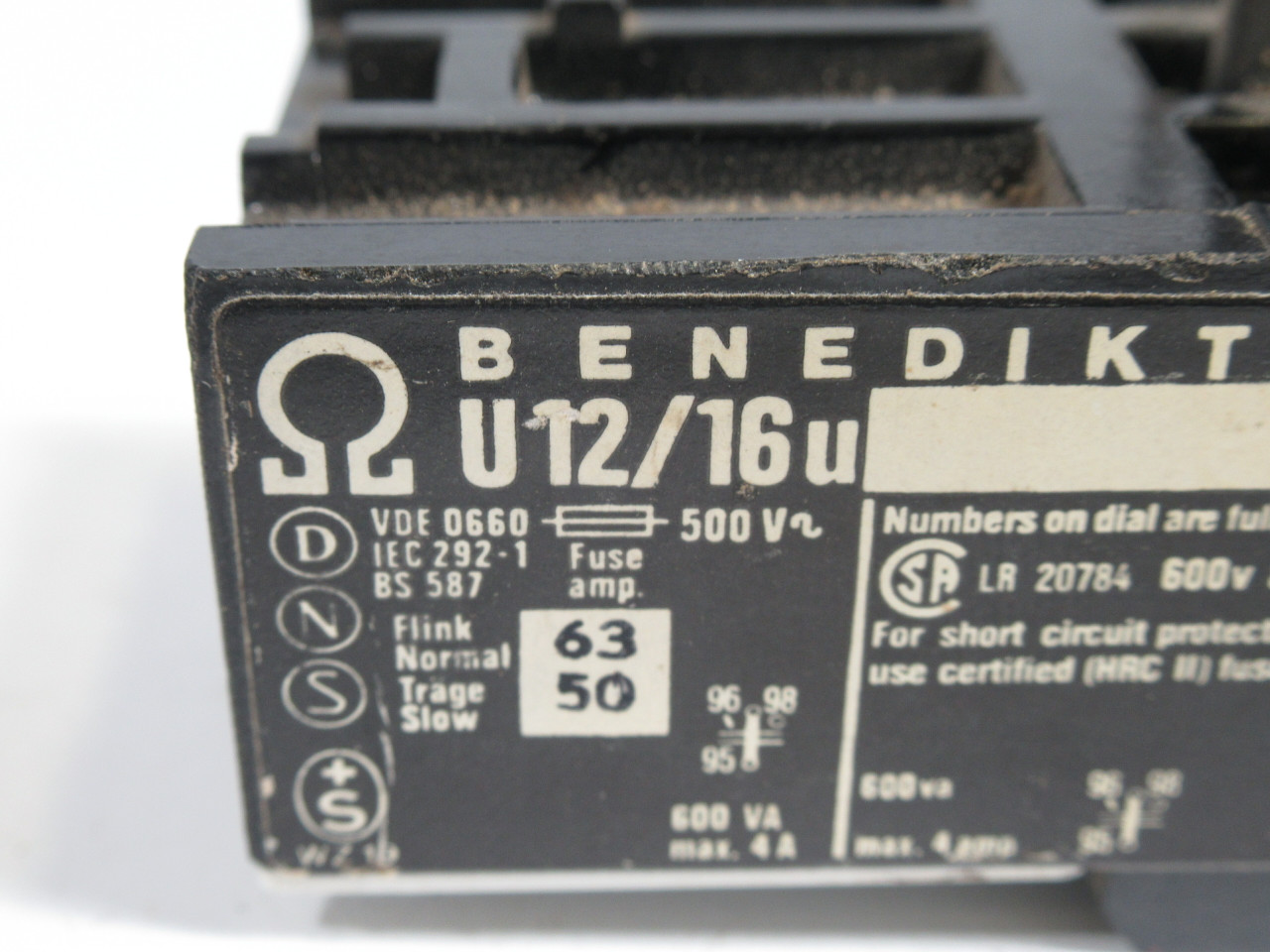Benedikt & Jager U12/16U-16-25A Overload Relay 16-25A USED