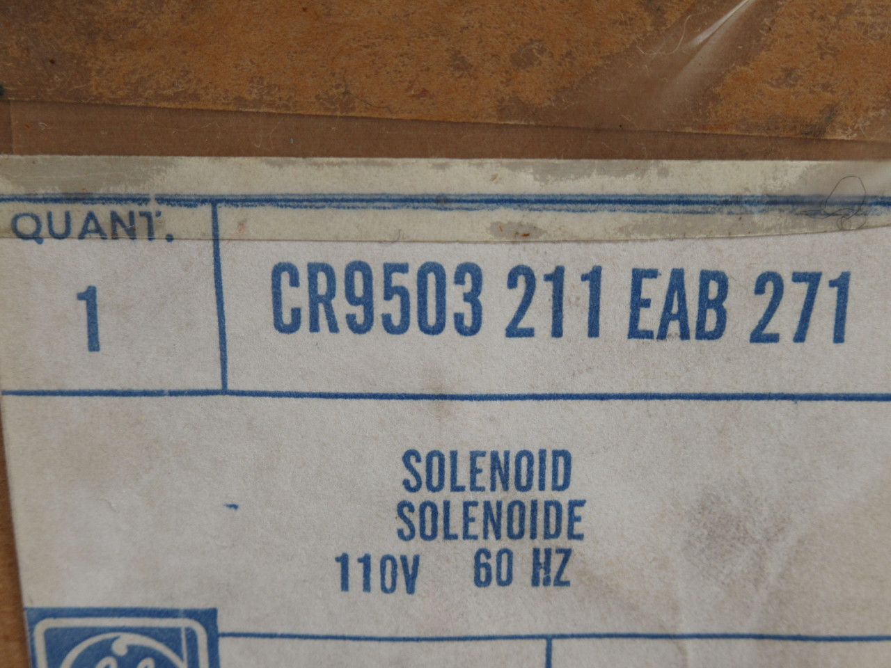 General Electric CR9503211EAB271 Solenoid Coil 110V@60Hz *SEALED* USED