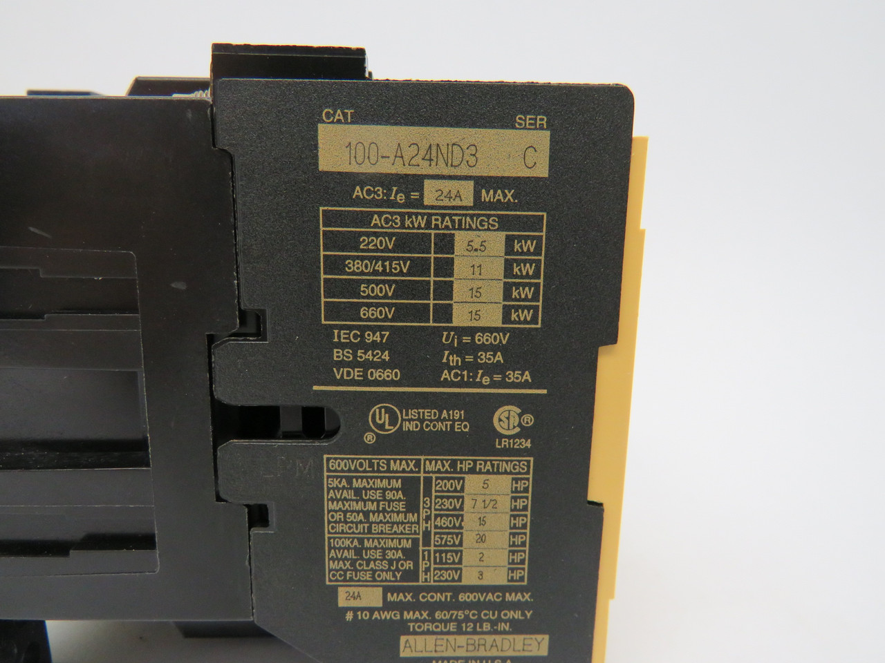 Allen-Bradley 100-A24ND3 Contactor 48V 50Hz Ser C NOP