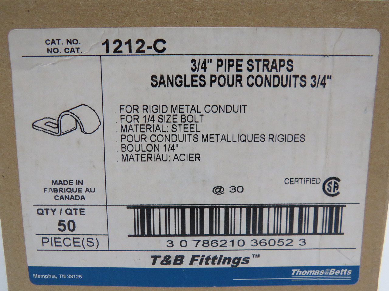 Thomas & Betts 1212-C Pipe Straps 3/4" 23-Pk ! NEW !