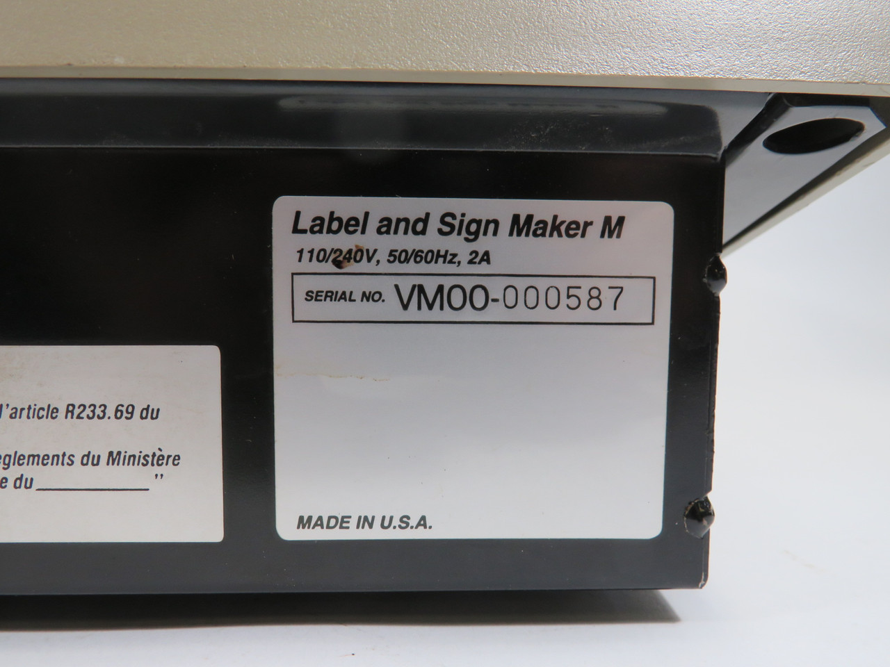 Brady Label and Sign Maker Model M 110/240V 50/60Hz 2A ! AS IS !