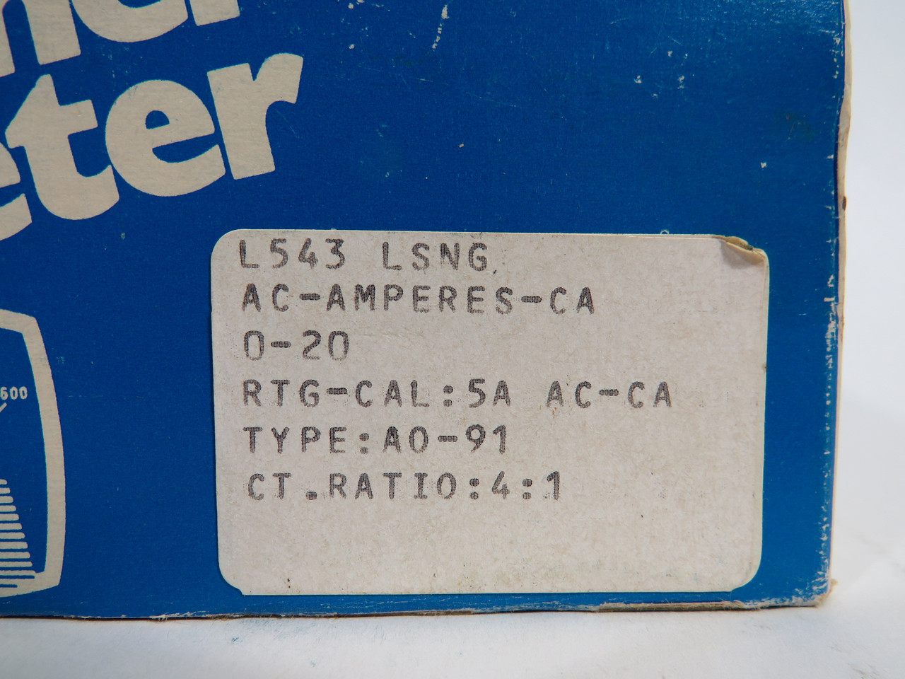 General Electric L543-LSNG AC Panel Meter 0-20A 4:1 CT Ratio ! NEW !