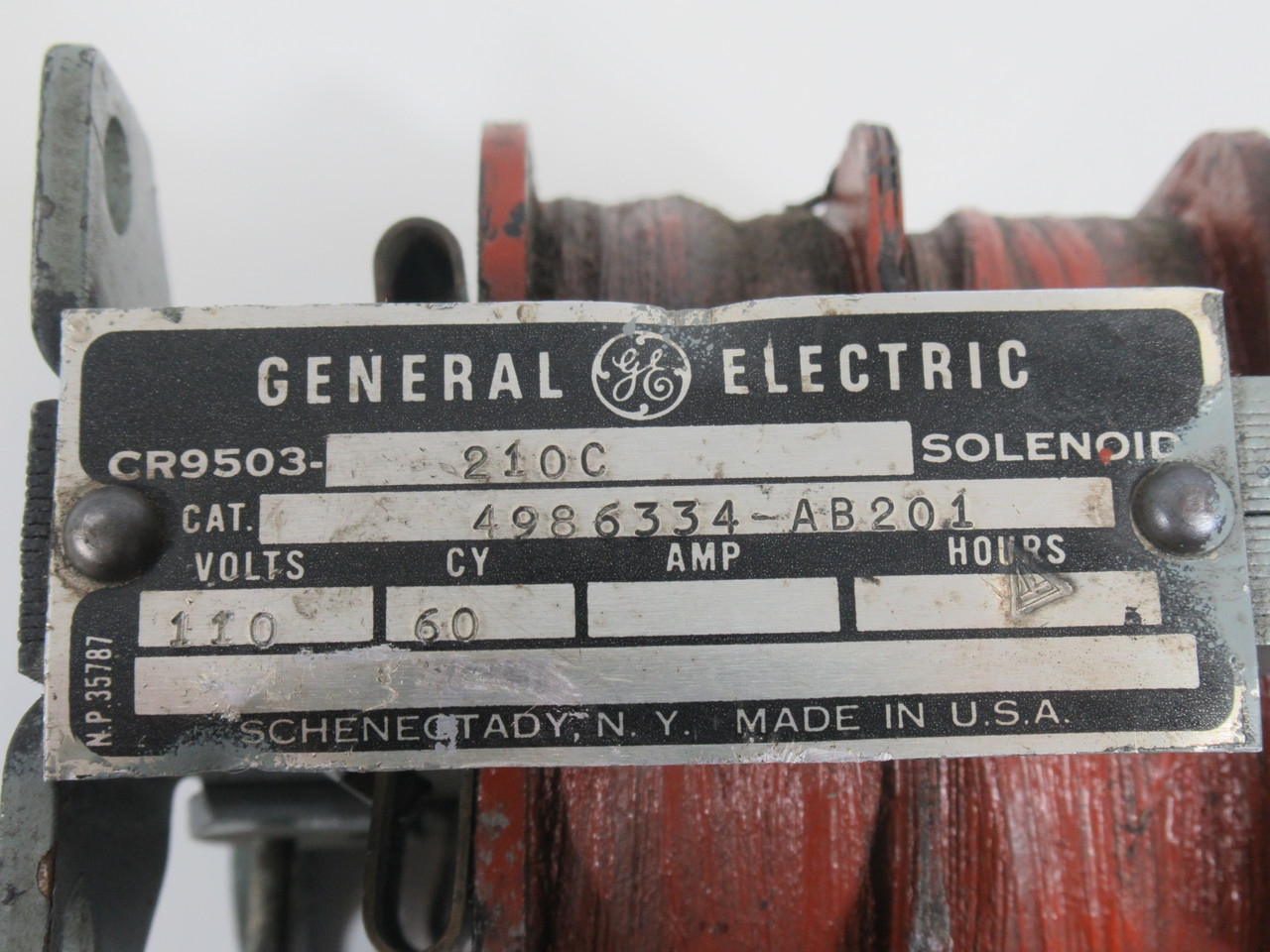 General Electric CR9503210C Solenoid Coil 110V@60Hz 1-1/4" Stroke USED