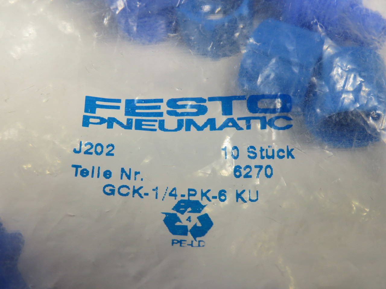 Festo 6270 GCK-1/4-PK-6-KU Elbow Quick Connector R1/4" Thread 6mm 10-Pk  NWB