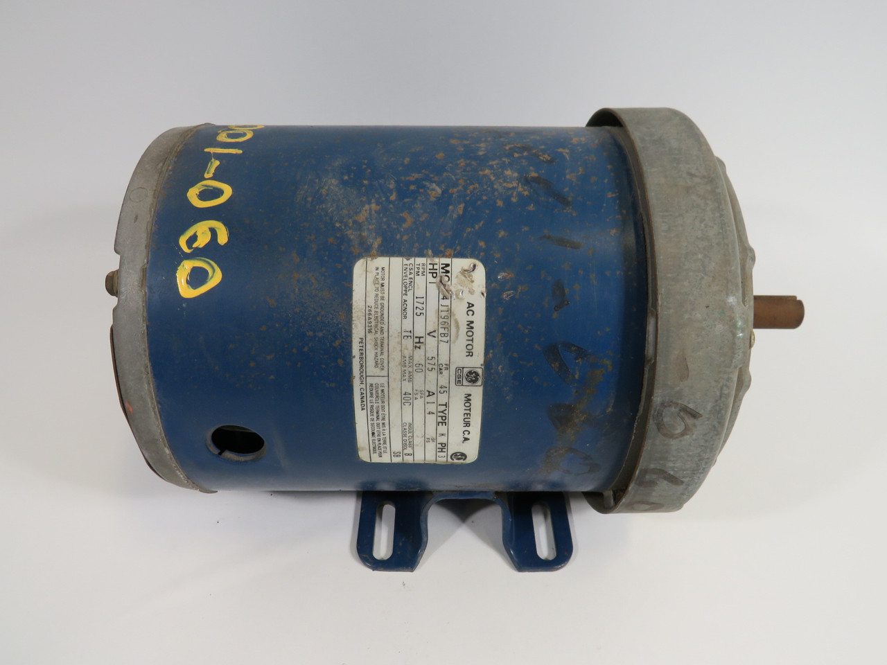 General Electric 4J196FB7 1Hp 1725RPM 575V 1.4A 3Ph 60Hz USED