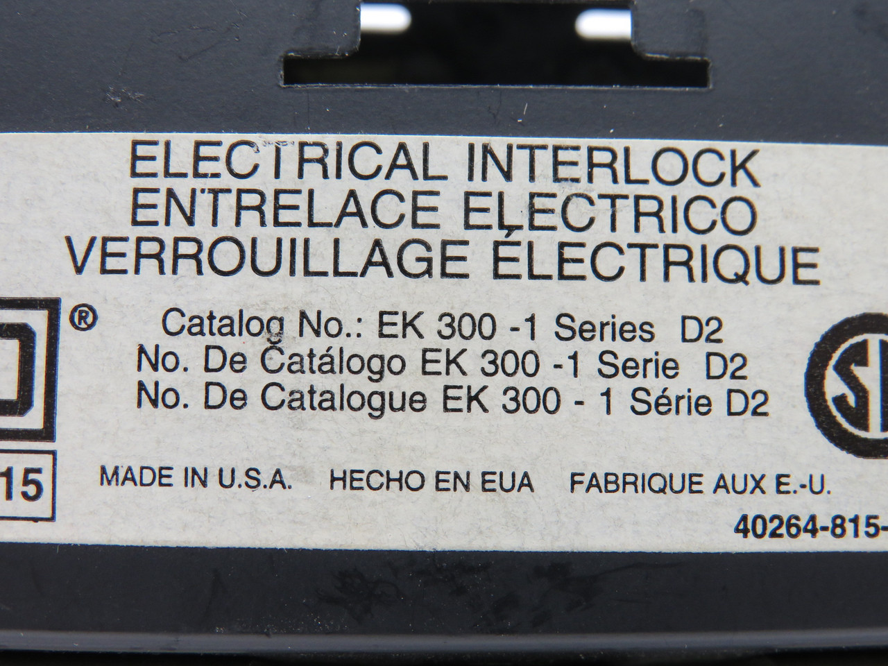 Square D EK-300-1 Electrical Interlock Ser D2 USED