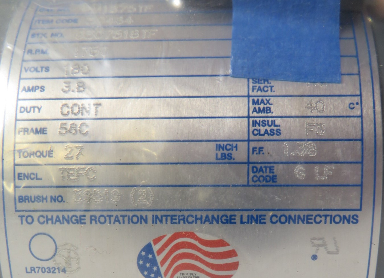 Boston PM1875TF 3/4Hp 1750RPM 180V 3.8A ! NEW !