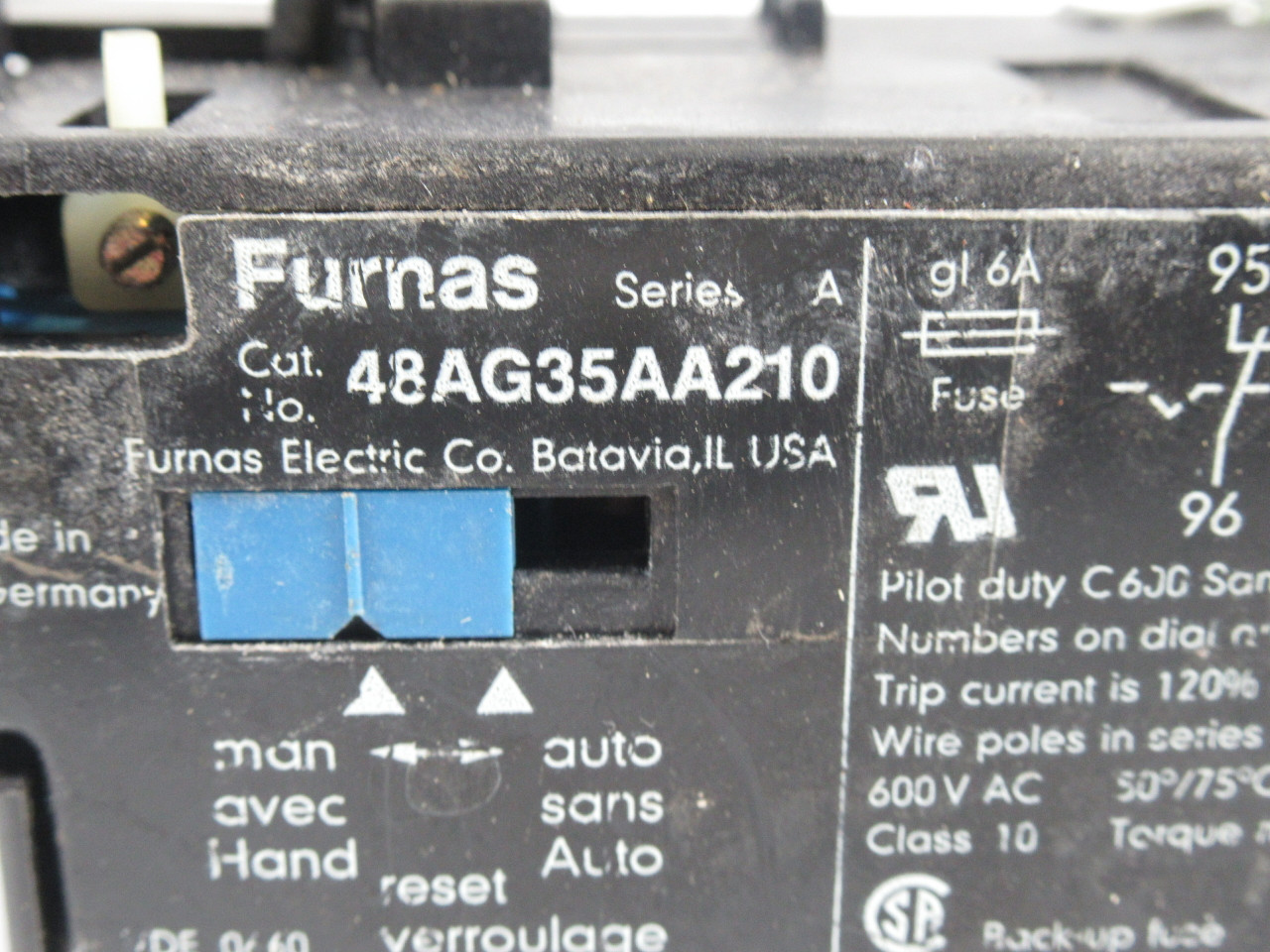 Furnas 48AG35AA210 Series A Overload Relay 7-12A 600VAC USED