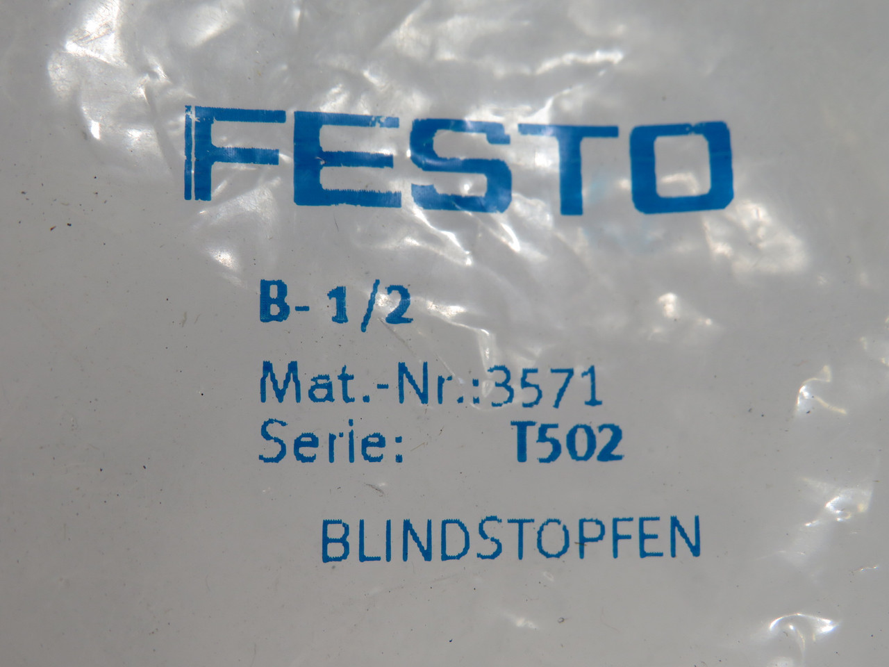 Festo 3571 B-1/2 Blanking Plug G1/2" Thread 10-Pack ! NWB !