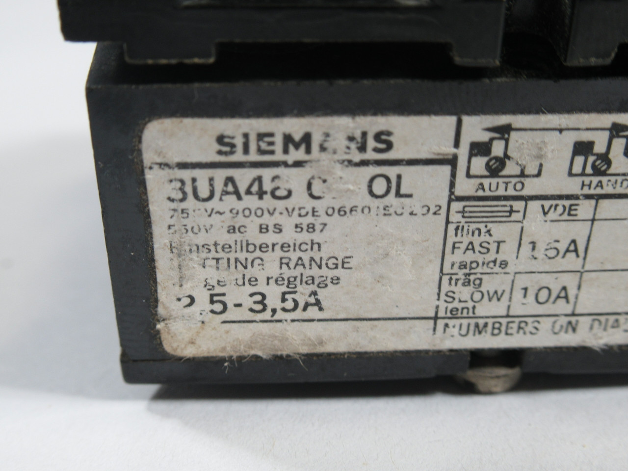 Siemens 3UA4801-0L Overload Relay 2.5-3.5A 550V USED