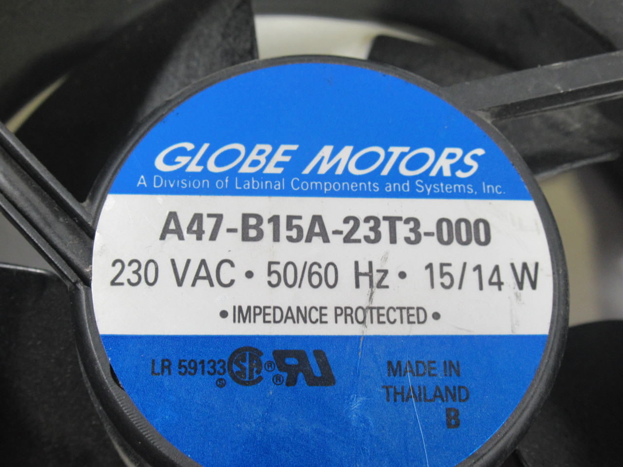 Globe Motors A47-B15A-23T3-000 Fan 230VAC 50/60Hz 15/14W USED