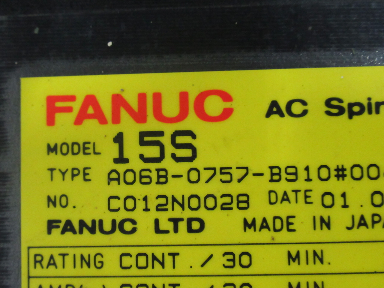 Fanuc A06B-0757-B910#0045 AC Spindle Motor 15/18.5kW 1500/6000RPM 200V USED