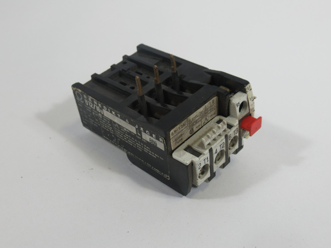 Benedikt & Jager U12/16U-1.2A Overload Relay 0.8-1.2A 660V USED