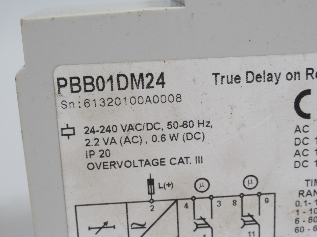 Carlo Gavazzi PBB01DM24 True Delay on Release Timer 0.1-600sec. 8A@250AC USED