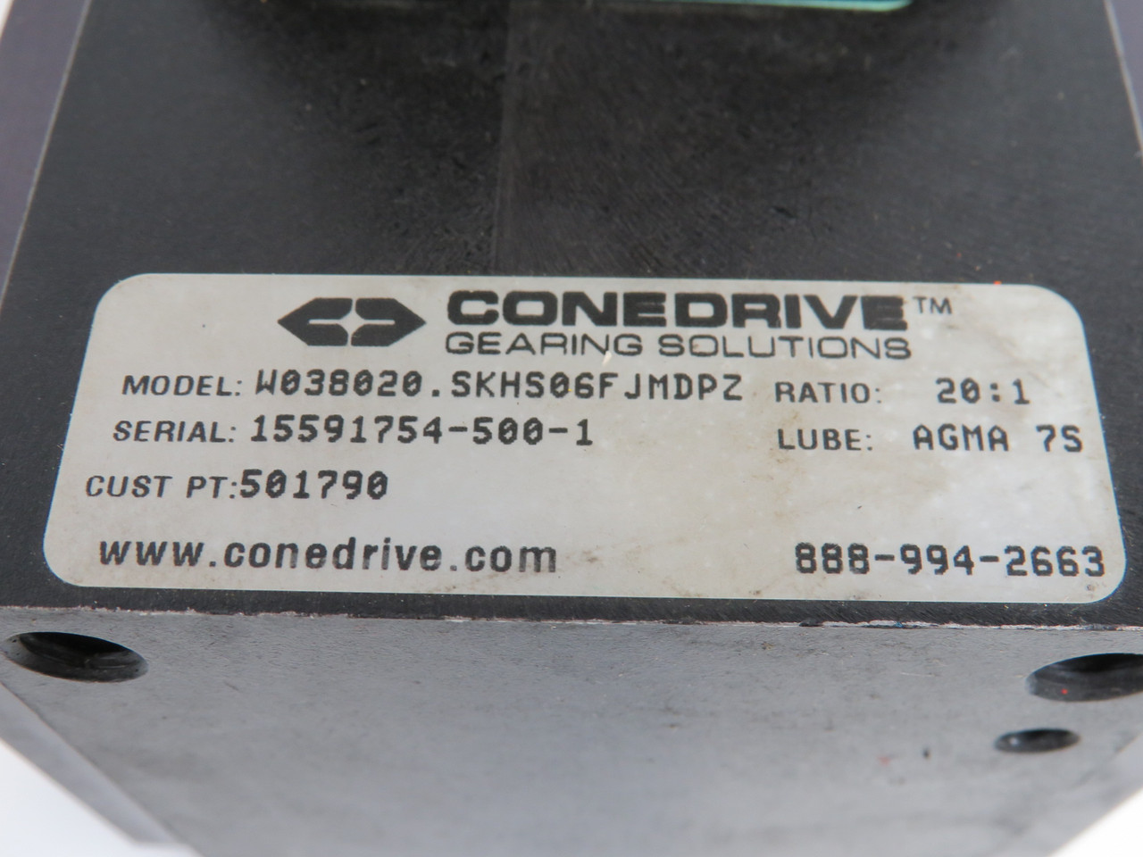 ConeDrive W038020.SKHS06FJMDPZ Gearbox Reducer 20:1 Ratio USED