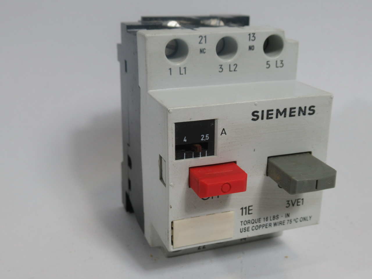 Siemens 3VE1015-2JU00 Manual Motor Starter 2.5-4A USED