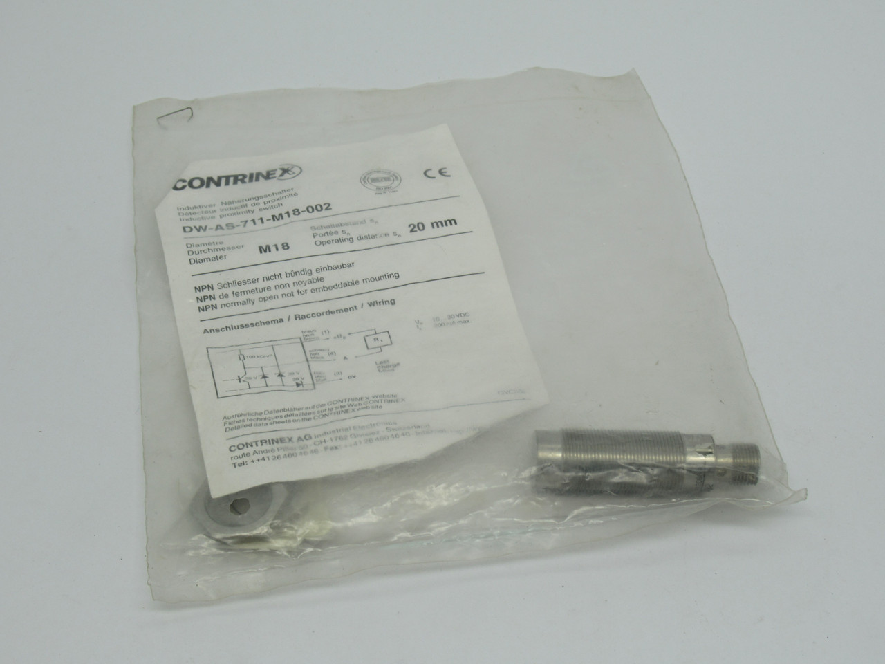 CONTRINEX DW-AS-711-M18-002 Induc. Prox. Sensor Range 20mm ! NEW !