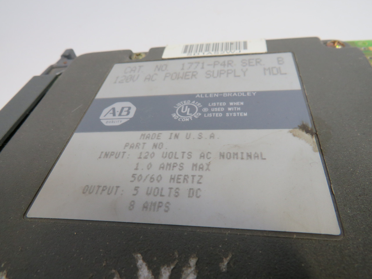 Allen-Bradley 1771-P4R AC Power Supply Module Series B 120V USED