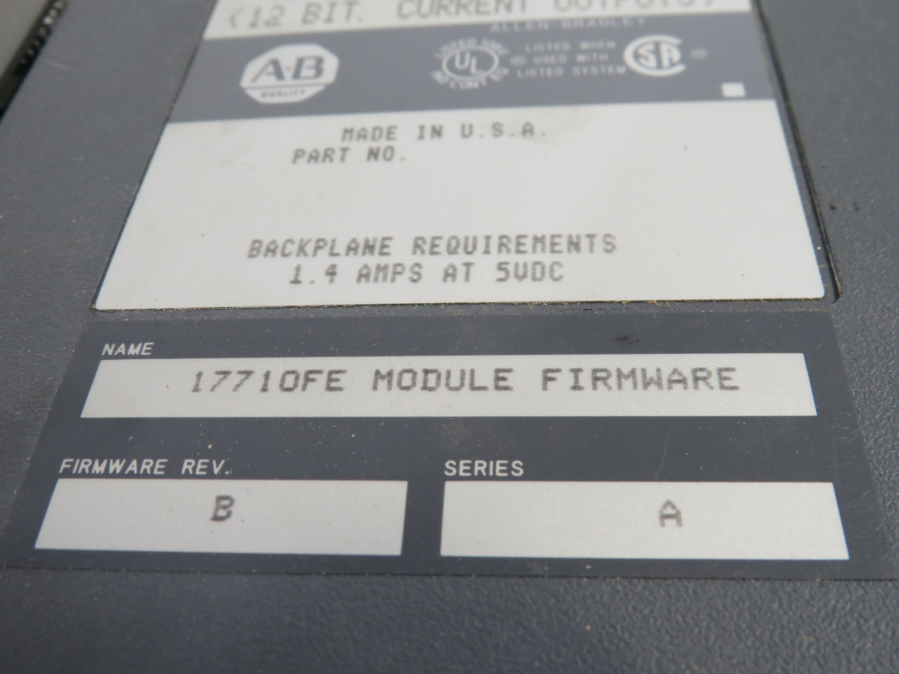 Allen-Bradley 1771-OFE2 Analog Output Module 12-Bit Series A F/W Rev. B USED