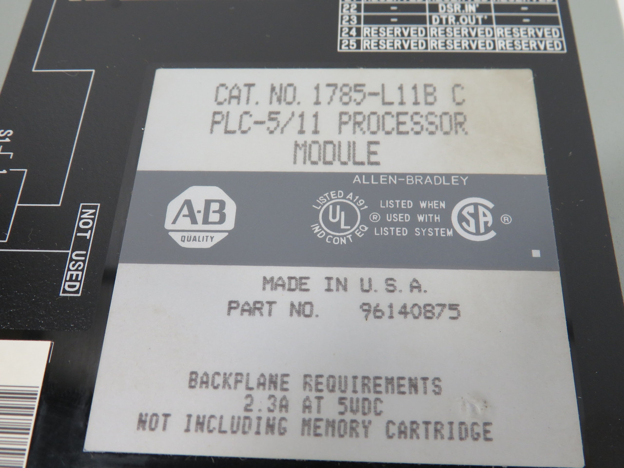 Allen-Bradley 1785-L11B PLC-5/11 Processor Module Ser. C F/W C No Keys USED