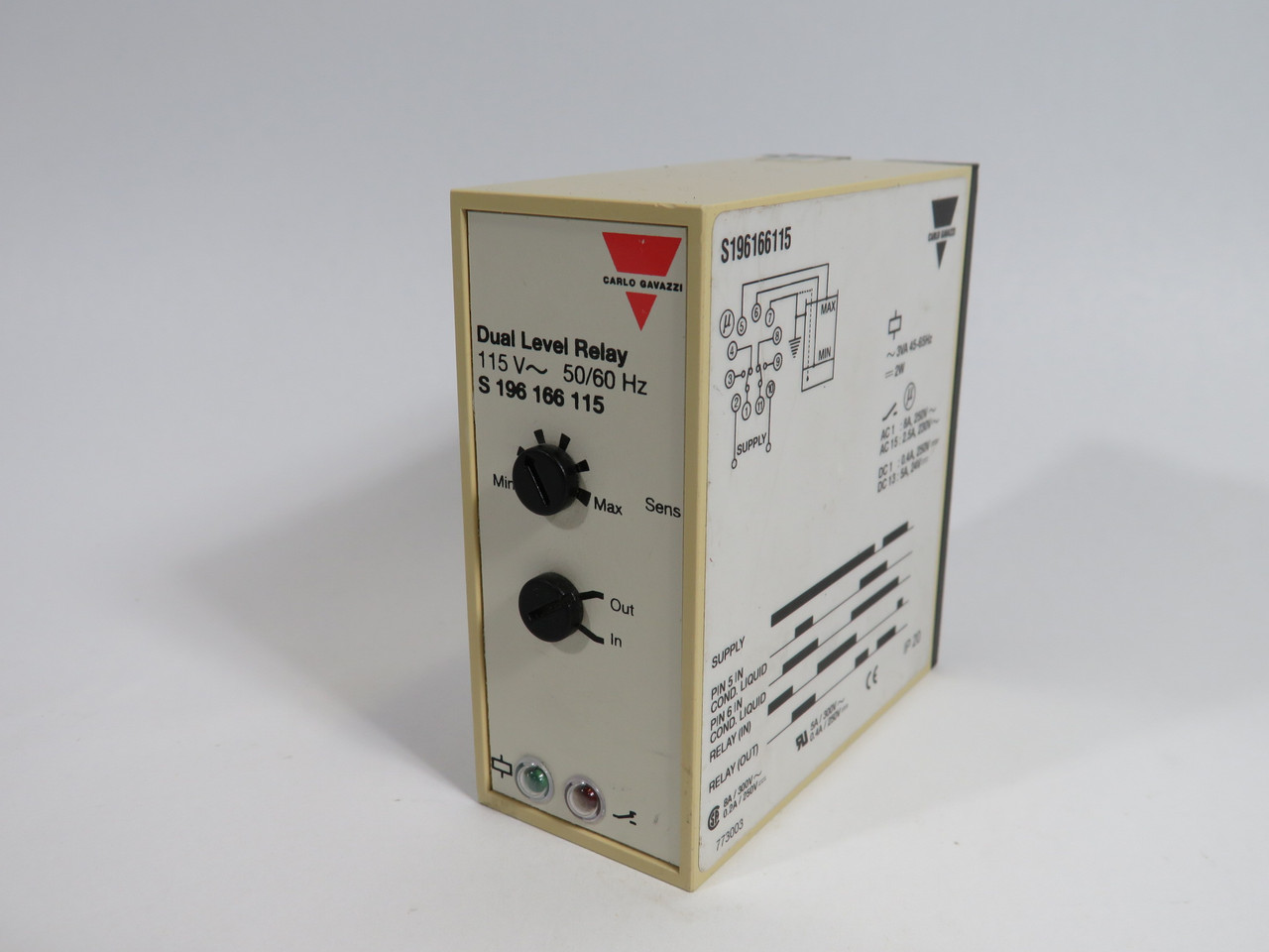 Carlo Gavazzi S196166115 Liquid Level Sensor Relay 115V 11-Pin USED