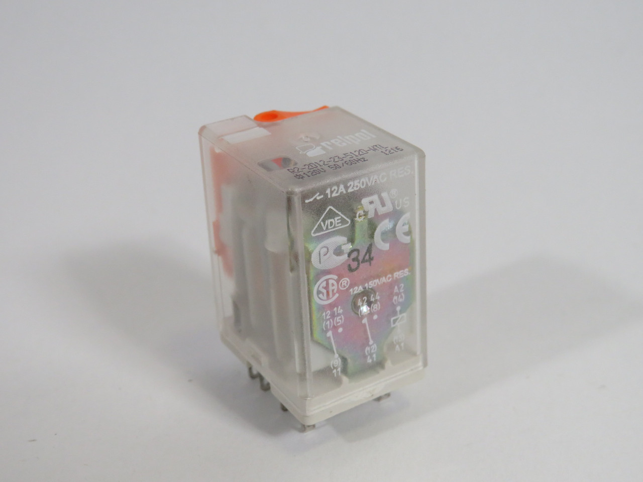 Relpol R2-2012-23-5120-WTL Plug-In Relay 120V 12A 8-Blade USED