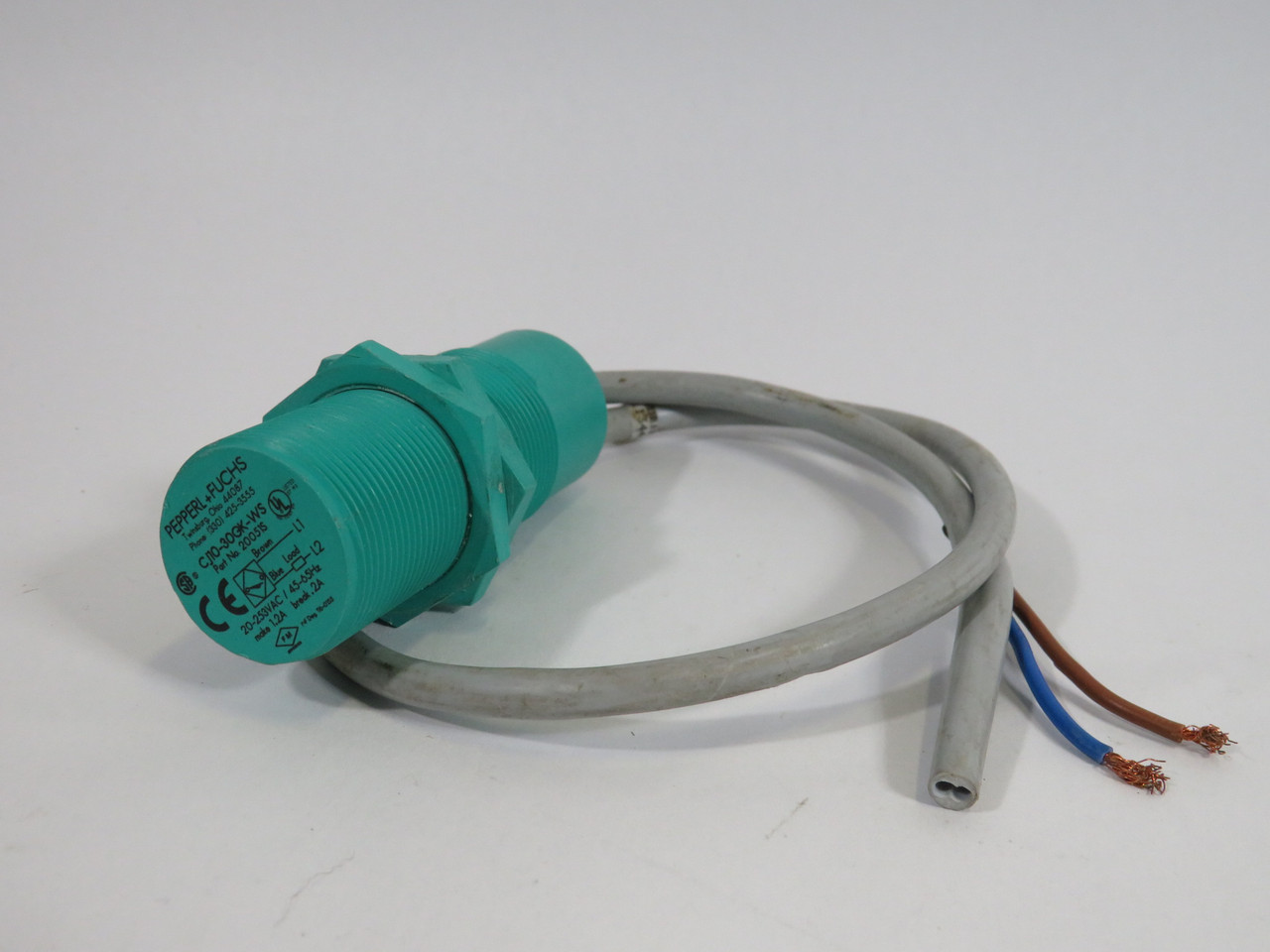 Pepperl+Fuchs 20051S CJ10-30GK-WS Capacitive Sensor 18" Cable 20-253V USED