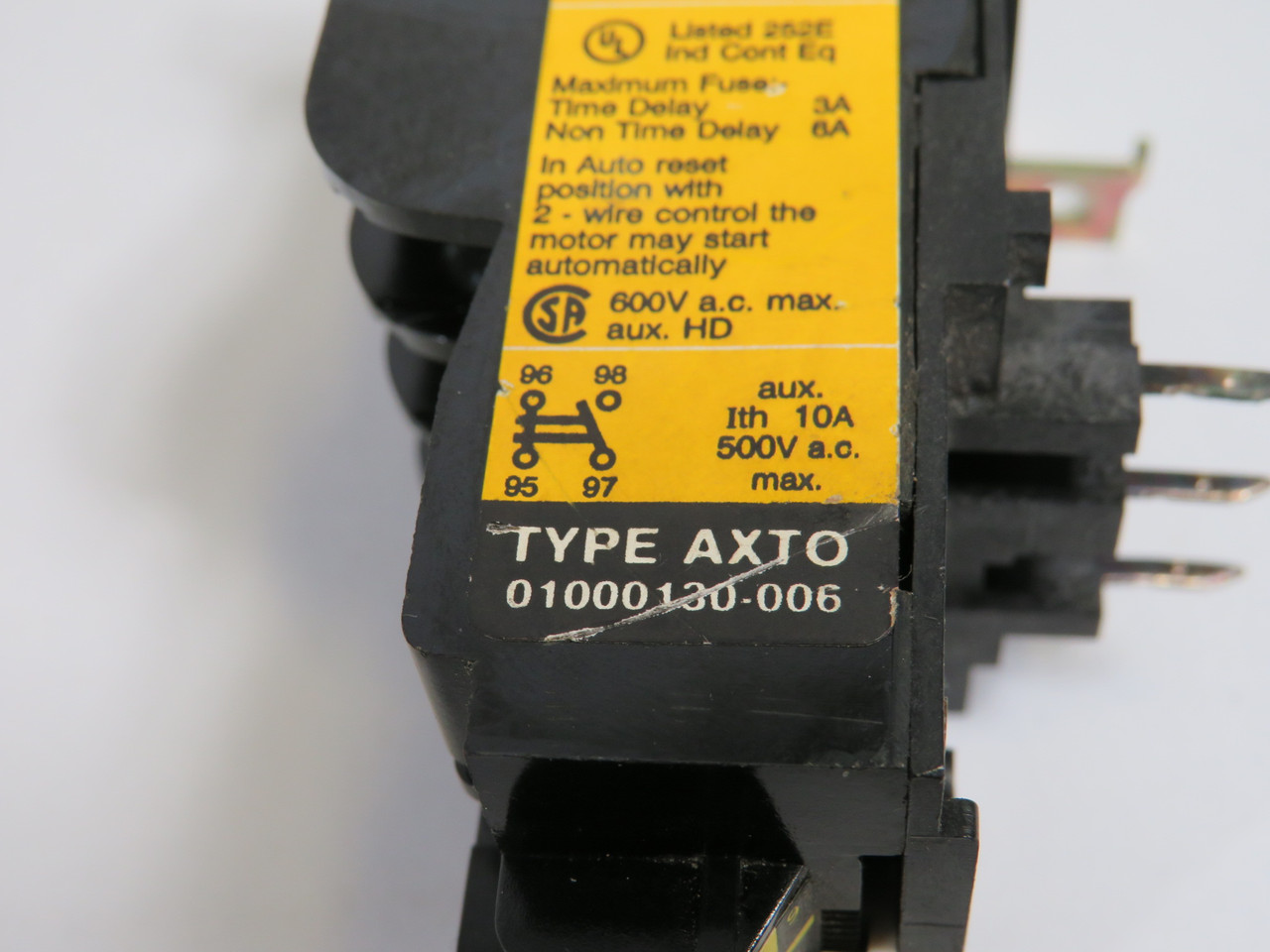 MTE 01000130-006 Type AXTO Overload Relay 1.6-2.4A USED