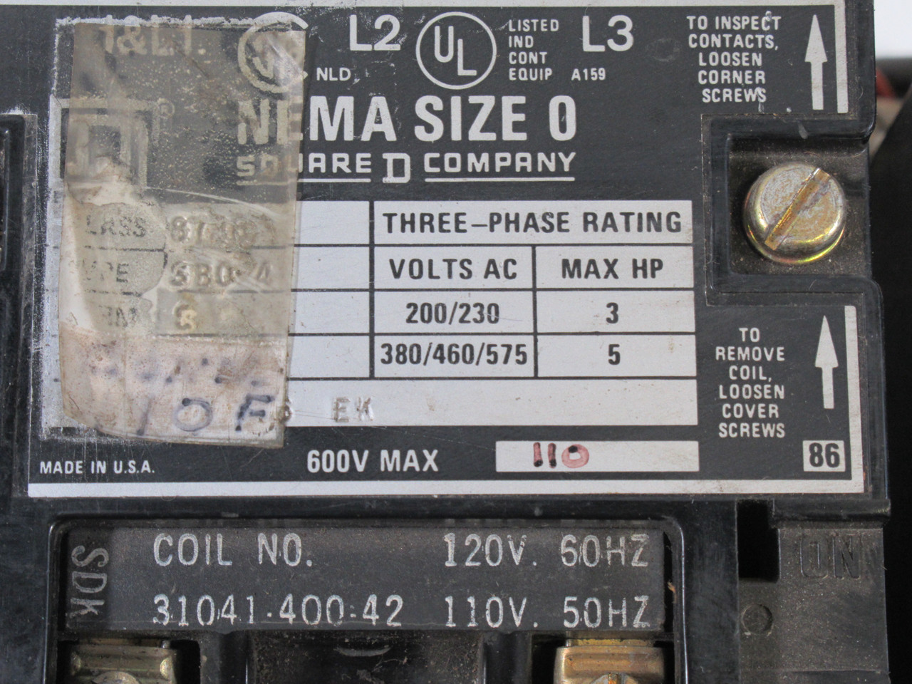 Square D 8736-SBO4 Reversing Starter Ser.A 3Ph 200/230V@3HP USED