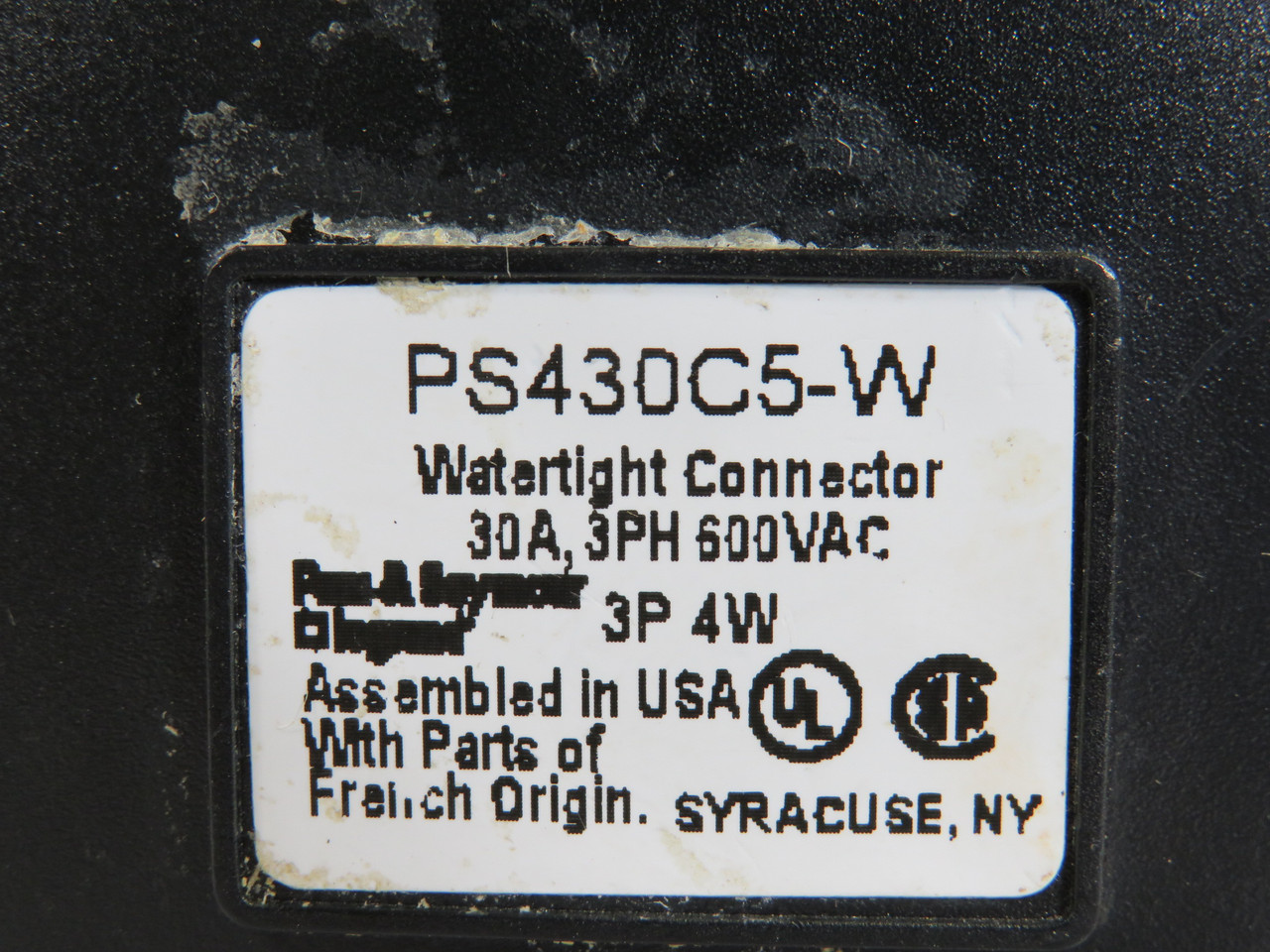 Pass & Seymour Legrand PS430C5-W Watertight Connector 3P 4W 30A 600V USED