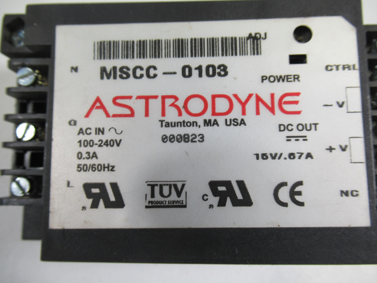 Astrodyne MSCC-0103 Ultra-Mini Power Supply 15V 0.67A USED