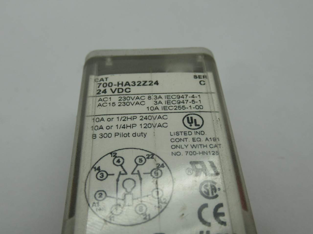 Allen-Bradley 700-HA32Z24 Series C Relay 24VDC Coil 10A 230VAC 8-Pin USED