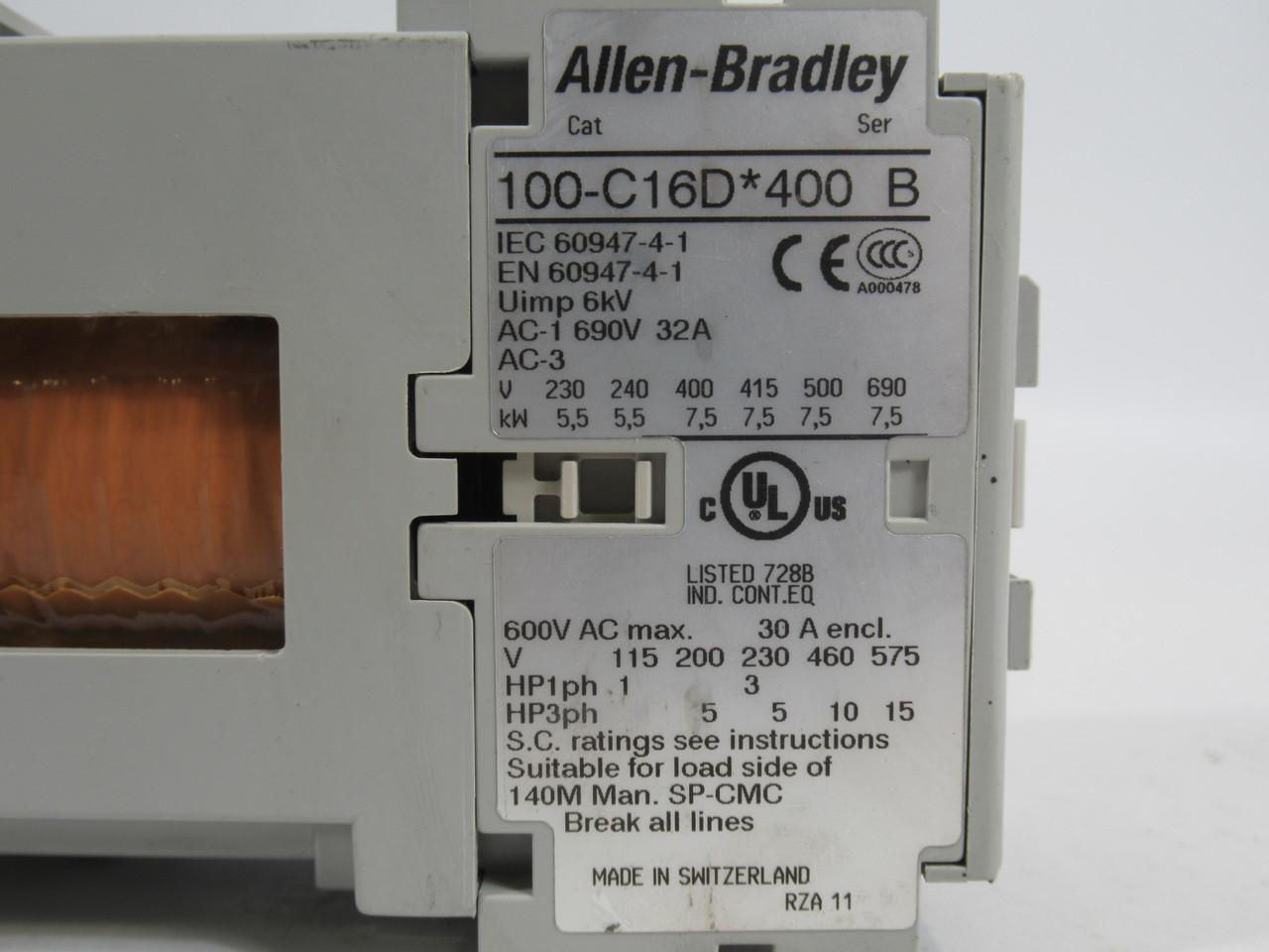 Allen-Bradley 100-C16DJ400 Contactor 4-Pole 4NO 24VDC 32A 6kV Uimp USED