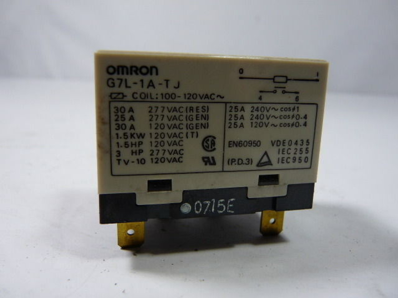 Omron G7L-1A-TJ Relay 100-120VAC Coil 277VAC 30A USED