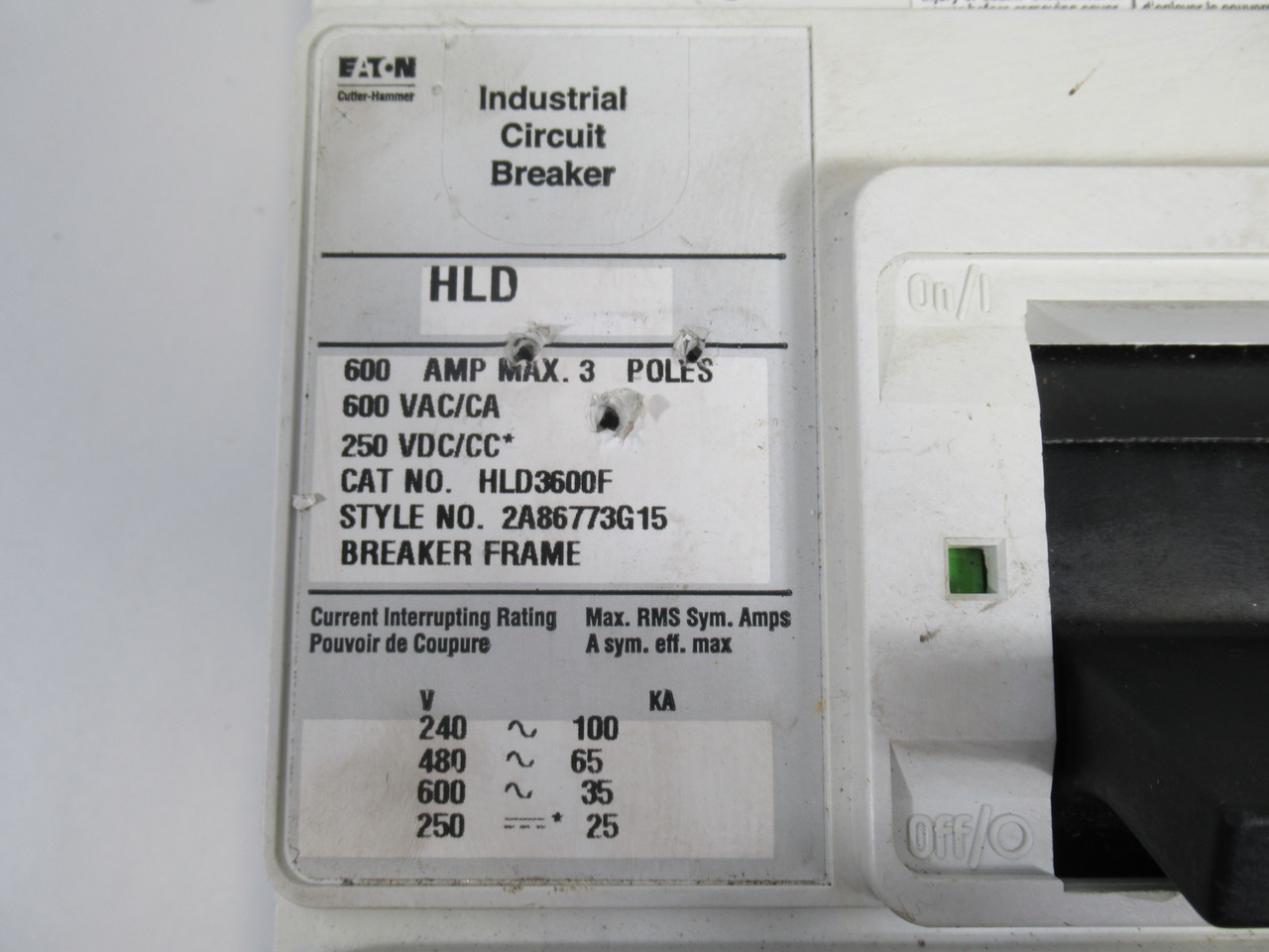 Eaton Cutler-Hammer HLD3600F Industrial Circuit Breaker 600A 600V 3Pole USED