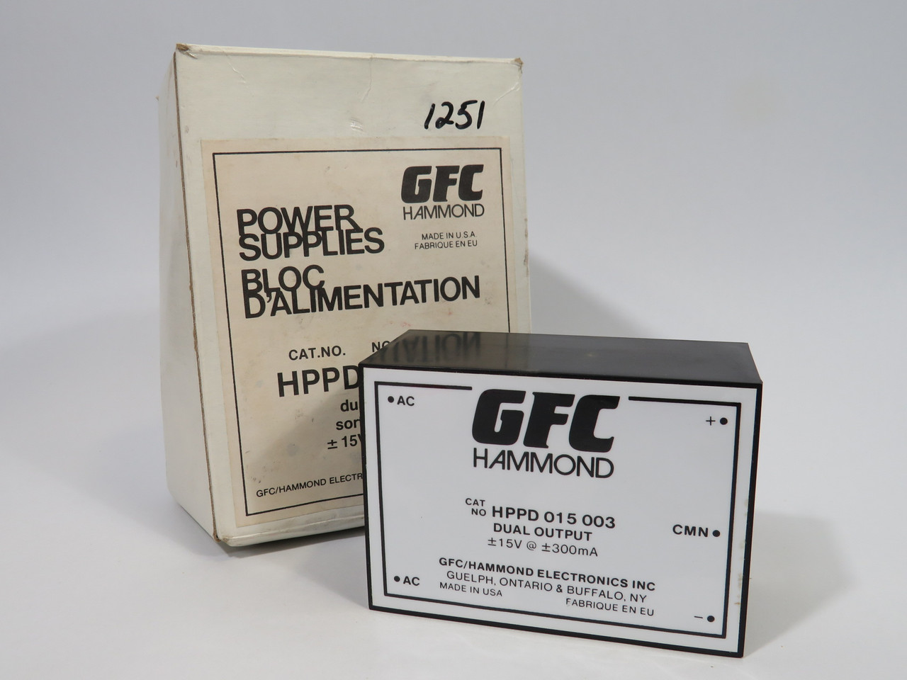 GFC Hammond HPPD-015-003 Dual Output Power Supply +/-15V@300mA ! NEW !