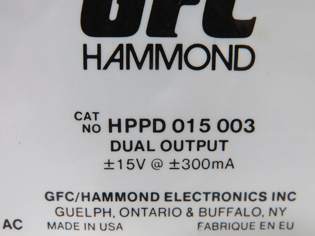 GFC Hammond HPPD-015-003 Dual Output Power Supply +/-15V@300mA ! NEW !