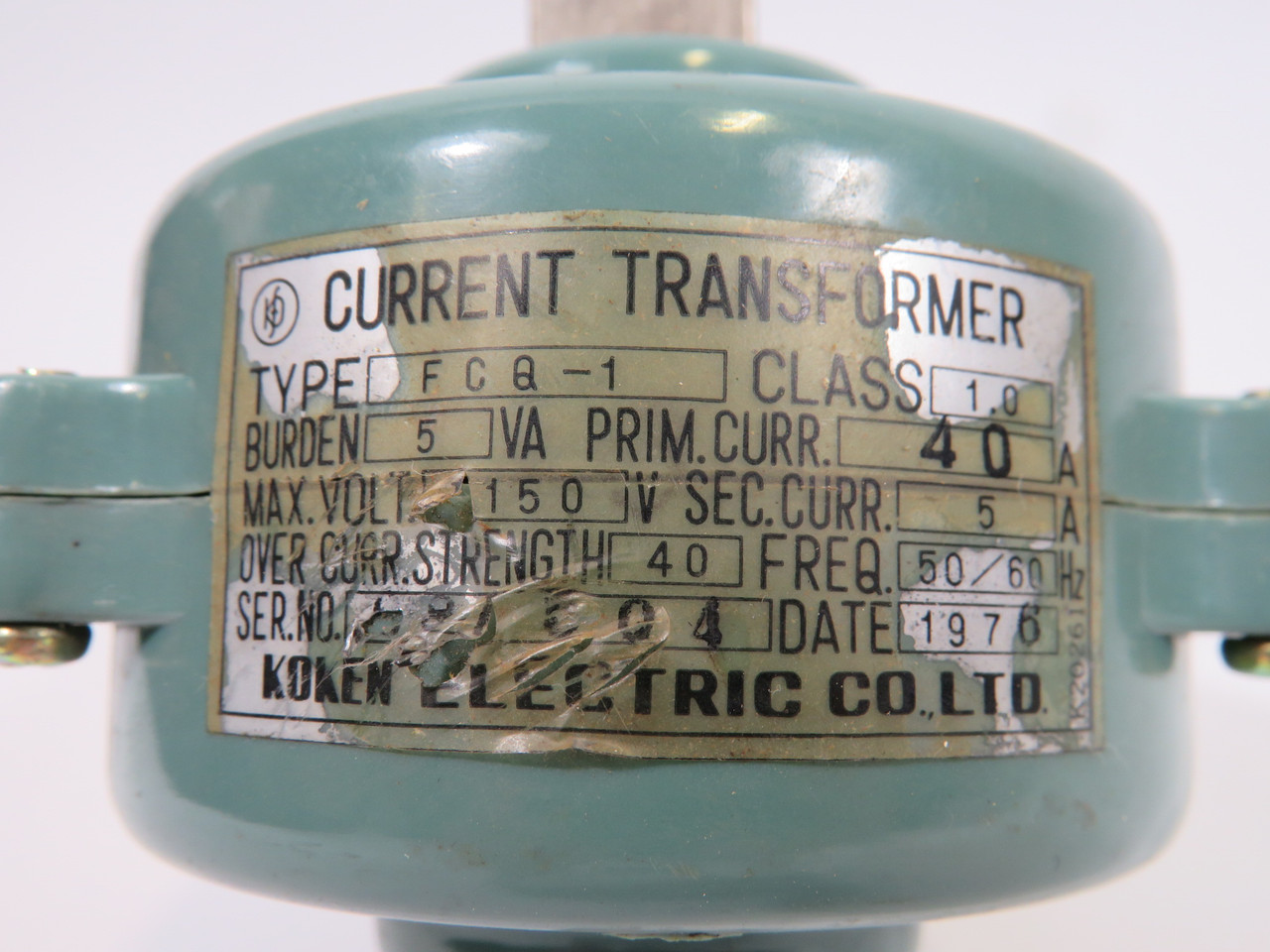 Koken FCQ-1 Current Transformer 5VA 1150V Pri 40A Sec 5A USED