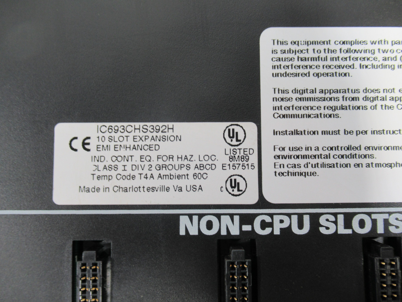 GE Fanuc IC693CHS392H 10 Slot Expansion Base EMI Enhanced USED